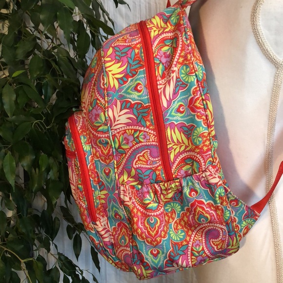 VERA BRADLEY Iconic Campus Floating Garden SZ XL triple zip canvas tropical - Picture 5 of 16